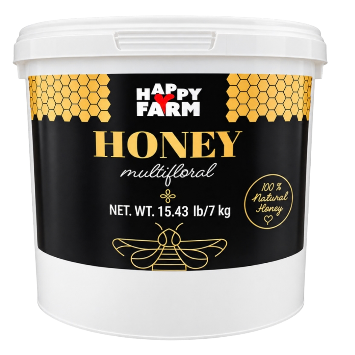 Happy Farm multifloral honey in a 7 kilogram bucket